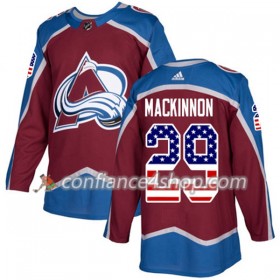 Adidas Maillot de Hockey Colorado Avalanche Nathan MacKinnon 29 2017-2018 Rouge USA Flag Fashion Authentic - Homme